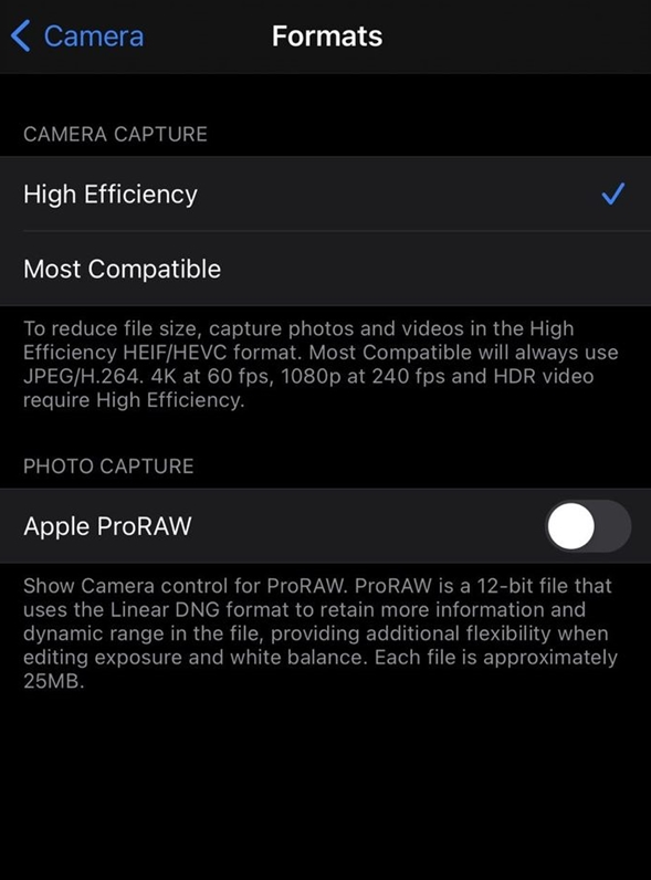 洛扎苹果手机维修分享如何为 iPhone 12 Pro/Max 启用 ProRAW 照片格式 